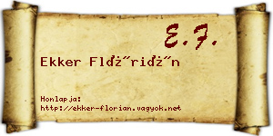 Ekker Flórián névjegykártya